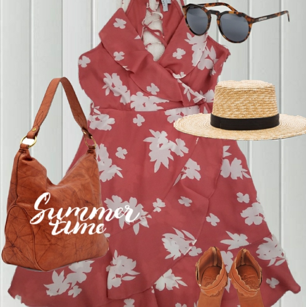 Women's Spring Summer Mauve Pink Floral Dress
